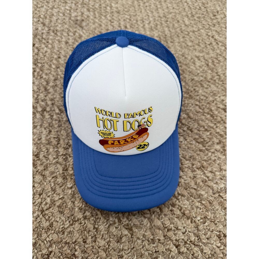 PARKE | NEW Blue Hot Dog Graphic Limited Edition Snap Back Trucker Hat Summer - Picture 4 of 10